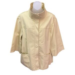 Lafayette 148 Jacket Blazer Swing Coat Snap Front Yellow Pockets Bell Sleeves 14